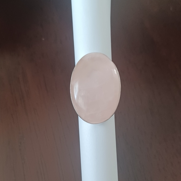 Real ROSE QUARTZ  SILVER RING - Picture 5 of 9